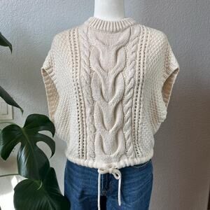 Vintage-Inspired GrandmaCore Cream Cable Knit Top